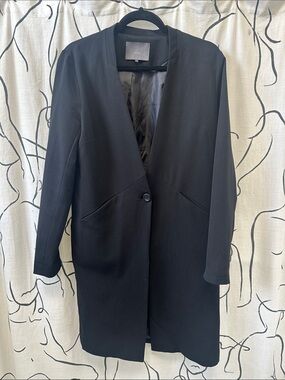 Ichi Black Single-Button Long Coat